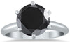 LARGE 2.5CT BLACK DIAMOND 14K WHITE GOLD ROUND SOLITAIRE 6 PRONG ENGAGEMENT RING