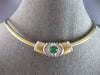 1.66CT DIAMOND & AAA EMERALD 14KT 2 TONE GOLD OVAL & ROUND SLIDER OMEGA NECKLACE