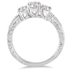 .90CT DIAMOND 14KT WHITE GOLD 3D CLASSIC ROUND 3 STONE FILIGREE ENGAGEMENT RING