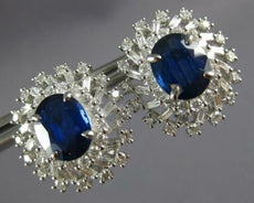 ESTATE EXTRA LARGE 8.39CT DIAMOND & AAA SAPPHIRE 18K WHITE GOLD CLIP ON EARRINGS