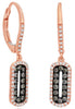 .60CT WHITE & CHOCOLATE FANCY DIAMOND 14KT ROSE GOLD 3D DOUBLE OVAL FUN EARRINGS