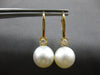 .17CT DIAMOND & AAA SOUTH SEA PEARL 18KT YELLOW GOLD LEVERBACK HANGING EARRINGS