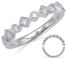 .25CT DIAMOND 14KT WHITE GOLD 3D ROUND & SQUARE FILIGREE SEMI ETERNITY FUN RING