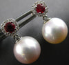 .58CT DIAMOND & AAA RUBY & SOUTH SEA PEARL 14KT WHITE GOLD 3D HANGING EARRINGS