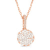 .52CT DIAMOND 14KT ROSE GOLD CLASSIC ROUND PAVE FLOWER CIRCULAR FLOATING PENDANT