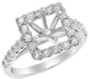.60CT DIAMOND 18KT WHITE GOLD 3D ROUND 6 PRONG SQUARE SEMI MOUNT ENGAGEMENT RING
