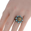 LARGE AAA TURQUOISE 18KT YELLOW GOLD & 925 SILVER HANDCRAFTED FILIGREE STAR RING