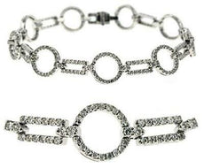2.28CT DIAMOND 14KT WHITE GOLD ROUND CIRCLE OF LIFE RECTANGULAR TENNIS BRACELET