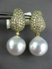 LARGE 2.58CT DIAMOND & AAA SOUTH SEA PEARL 18KT YELLOW GOLD 3D HANGING EARRINGS
