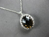 LARGE 2.32CT DIAMOND & AAA SMOKY TOPAZ 14KT WHITE GOLD FLOWER FLOATING PENDANT
