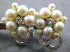 ANTIQUE LARGE OLD MINE DIAMOND & AAA SOUTH SEA PEARL 14KT 2 TONE GOLD EARRINGS