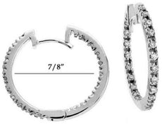 .48CT DIAMOND 14KT WHITE GOLD 3D CLASSIC ROUND INSIDE OUT HOOP HANGING EARRINGS