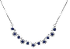 .60CT DIAMOND & AAA SAPPHIRE 14K WHITE GOLD 3D MULTI FLOWER BY THE YARD NECKLACE
