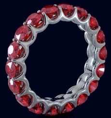 4.25CT AAA RUBY 14KT WHITE GOLD 3D CLASSIC SHARED PRONG ETERNITY FUN LOVE RING