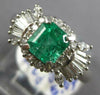 ESTATE 1.39CT DIAMOND & AAA EMERALD PLATINUM 3D SQUARE FLORAL ENGAGEMENT RING