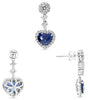 4.26CT DIAMOND & AAA SAPPHIRE 18KT WHITE GOLD HEART SHAPE & ROUND HALO EARRINGS