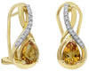 1.34CT DIAMOND & AAA CITRINE 14K YELLOW GOLD ROUND & PEAR SHAPE CLIP ON EARRINGS