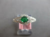 ESTATE .86CT DIAMOND & AAA EMERALD 14K WHITE GOLD 3D OVAL & ROUND HALO LOVE RING
