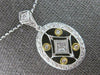 .43CT DIAMOND 18K 2 TONE GOLD 3D ROUND & PRINCESS FILIGREE OVAL FLOATING PENDANT