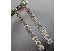 ESTATE LARGE 2.10CT DIAMOND 14KT WHITE GOLD ROUND JOURNEY FLEXIBLE BAR HANGING EARRINGS