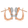 LARGE .84CT DIAMOND 18KT WHITE & ROSE GOLD 3D BELT FUN CLIP ON HANGING EARRINGS