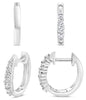 .22CT DIAMOND 14KT WHITE GOLD 3D ROUND CLASSIC GRADUATING HUGGIE FUN EARRINGS