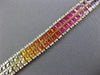 WIDE & LONG 20.60CT DIAMOND & SAPPHIRES 14KT YELLOW GOLD RAINBOW TENNIS BRACELET