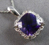 2.09CT DIAMOND & AAA AMETHYST 14K WHITE GOLD 3D CUSHION & ROUND FLOATING PENDANT