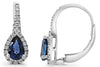 1.23CT DIAMOND & AAA SAPPHIRE 18KT WHITE GOLD 3D PEAR SHAPE & ROUND EARRINGS