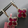 ESTATE LARGE 4.16CT DIAMOND & AAA RUBY 18KT ROSE GOLD 3D OVAL & ROUND HANGING EARRINGS
