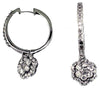 ESTATE .75CT DIAMOND 14KT WHITE GOLD CLASSIC FLOWER HALO HUGGIE HANGING EARRINGS