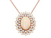 1.23CT DIAMOND & AAA OPAL 14KT ROSE GOLD OVAL & ROUND TRIPLE HALO FLOWER PENDANT