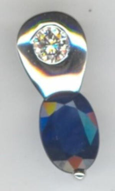 .62CT DIAMOND & AAA SAPPHIRE 14K WHITE GOLD OVAL & ROUND ETOILE FLOATING PENDANT