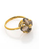 ESTATE .04CT DIAMOND & AAA SMOKY TOPAZ 18KT YELLOW GOLD 3D FLOWER RING