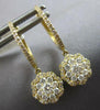 ESTATE .69CT DIAMOND 14KT YELLOW GOLD 3D FLOWER HUGGIE FUN HANGING EARRINGS