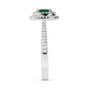 ESTATE .92CT DIAMOND & AAA EMERALD 18K WHITE GOLD 3D DOUBLE HALO ENGAGEMENT RING