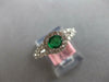 ESTATE .86CT DIAMOND & AAA EMERALD 14K WHITE GOLD 3D OVAL & ROUND HALO LOVE RING