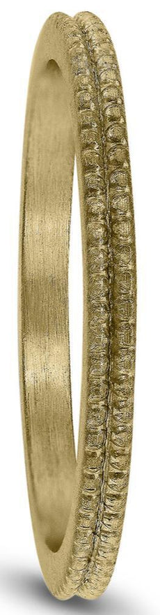 14KT YELLOW GOLD 3D SOLID HANDCRAFTED MATTE DOUBLE ROW WEDDING ANNIVERSARY RING