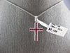 ESTATE .65CT DIAMOND & AAA RUBY 14KT WHITE GOLD CLASSIC CROSS FLOATING PENDANT