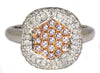 WIDE .86CT WHITE & PINK DIAMOND 18KT WHITE & ROSE GOLD PAVE SQUARE HEXAGON RING