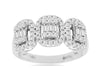 .75CT DIAMOND 14KT WHITE GOLD 3D ROUND & BAGUETTE PAST PRESENT FUTURE FUN RING