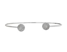 .45CT DIAMOND 14K WHITE GOLD 3D ROUND DOUBLE DOME SHAPE FLEXIBLE BANGLE BRACELET