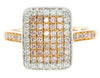 .56CT WHITE & PINK DIAMOND 18KT WHITE & ROSE GOLD RECTANGULAR PAVE FILIGREE RING