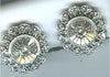 ESTATE .98CT DIAMOND 18KT WHITE GOLD 3D ROUND & BAGUETTE FLOWER FUN EARRINGS