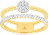 ESTATE .26CT DIAMOND 14KT 2 TONE GOLD 3D CLUSTER FLOWER DOUBLE BAND FUN RING