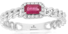 .42CT DIAMOND & AAA RUBY 14KT WHITE GOLD SQUARE HALO LOVE KNOT FRIENDSHIP RING