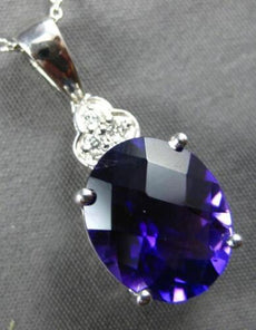 4.02CT DIAMOND & AAA AMETHYST 14KT WHITE GOLD OVAL & ROUND FUN FLOATING PENDANT