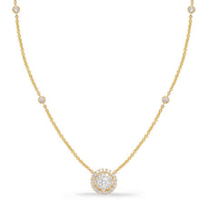 .60CT DIAMOND 14KT YELLOW GOLD 3D CLASSIC FLOWER HALO BY THE YARD LOVE NECKLACE