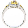 .42CT WHITE PINK & FANCY YELLOW DIAMOND 18KT TRI COLOR GOLD HALO ENGAGEMENT RING