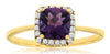1.0CT DIAMOND & AAA AMETHYST 14KT YELLOW GOLD 3D CUSHION & ROUND SQUARE FUN RING
